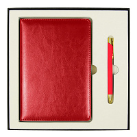 Набор подарочный Solution Duo (ежедневник City Nebraska, ручка Legend Soft Touch Mirror Gold), красный