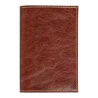 Обложка для автодокументов Leather Sky Matt Sun из натуральной кожи, коричневая с белой прострочкой