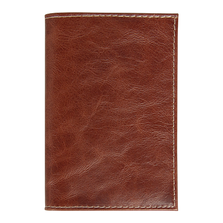 Обложка для паспорта Leather Sky Matt Trend из натуральной кожи, коричневая с белой прострочкой