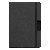 Блокнот А5 Hobard, в твердой обложке c резинкой в линейку, черный