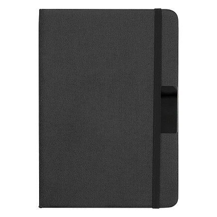 Блокнот А5 Hobard, в твердой обложке c резинкой в линейку, черный