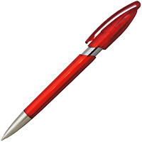 Ручка шариковая, автоматическая, пластиковая, прозрачная, металлическая, красная/серебристая, RODEO