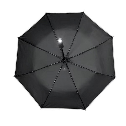 Зонт складной автоматический с фонариком Forest Walker, диаметр 108 см, 8 панелей, со светоотражающей полосой в подарочной коробке, черный