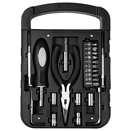 Набор инструментов Tools Unitrade, 22 инструмента,  черный, в пластиковом футляре