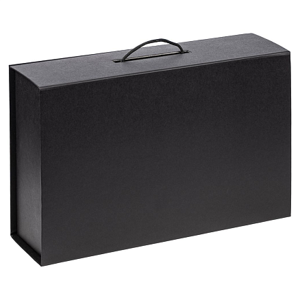 Подарочная коробка, размер 39*26,3*11 см, Solution Prestige Big Case Soft с магнитным клапаном и ручкой , с EVA ложементом 36,8*25,1*4 см под индивидуальную вырубку  , черная,