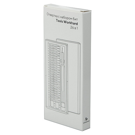 Отвертка с набором из 24 насадок Tools Workhard, темно-серая, в пластиковом футляре