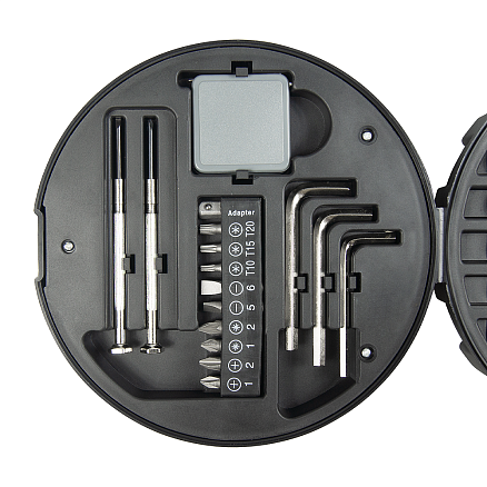 Набор инструментов Tools Wheel, 25 инструментов, серебристо-черное, в пластиковом футляре