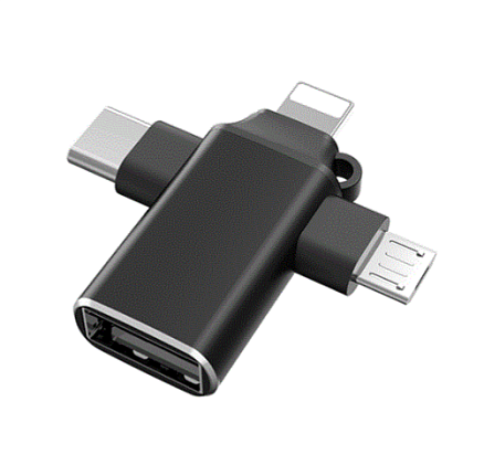 Переходник USB - Type-C / micro USB (OTG) (черный) SX-46