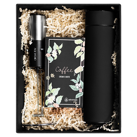 Подарочный набор Solution Prestige Trio (термос, вспениватель для молока, кофе), черный