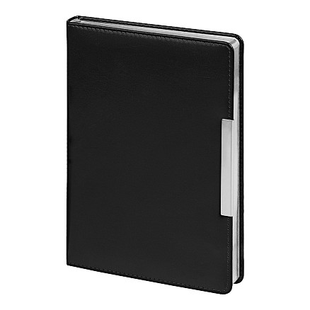 Ежедневник City Moderna Pristine А5, черный с серебристым, недатированный, в твердой обложке с поролоном