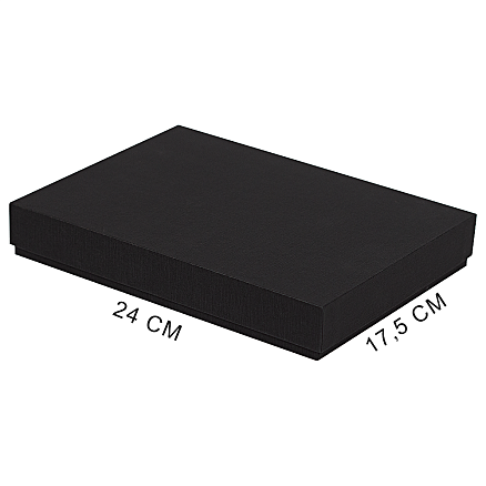 Коробка подарочная, размер 24*17,5*3 см, Solution Superior Linen, черная, бежевый ложемент под индивидуальную вырубку