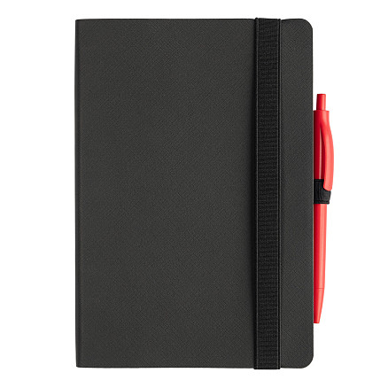 Ежедневник Flexy Line Linen А5, черный/черный, недатированный, в гибкой обложке, с резинкой и петлей для ручки