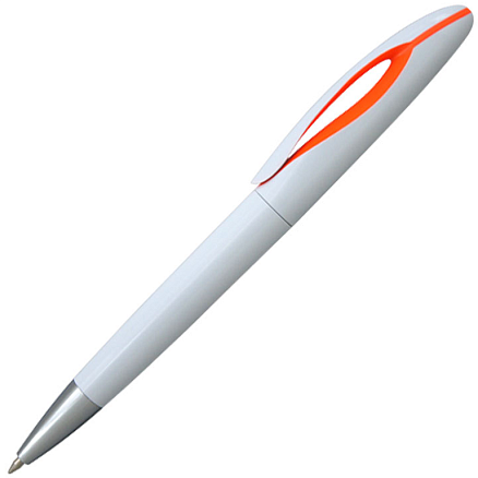 Ручка шариковая, пластиковая, белая/оранжевая