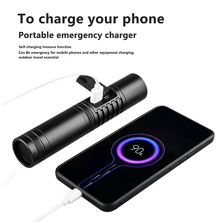 Фонарь Tools Mechelen, алюминиевый, аккумуляторный, с электронным дисплеем, с зарядкой type-c, черный