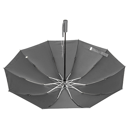 Зонт складной автоматический обратного сложения Forest Liverpool Reverse Safeclosing, диаметр 117 см, 10 панелей, с плавным закрытием, без подарочной коробки, серый