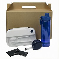 Набор подарочный Solution Everyday Kit Quattro (мультитул, рулетка, ланч бокс, бутылка для воды), темно-синий