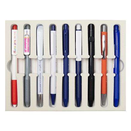 Набор шариковых ручек Print Sample №1  Flora, Alana Color, Alana, Sumatra, Pelican, Flamingo, Ponte Soft , Allegro Soft grip  в футляре