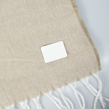 Шеврон Rectangle Cowhide размер 60*30 мм, белый, со скругленными углами