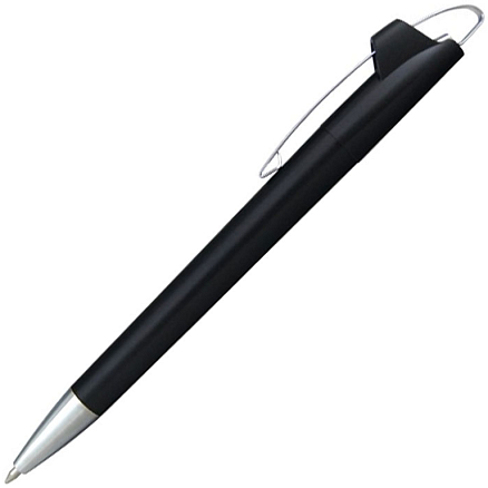 Ручка шариковая, пластиковая, черная/серебристая, АУРА
