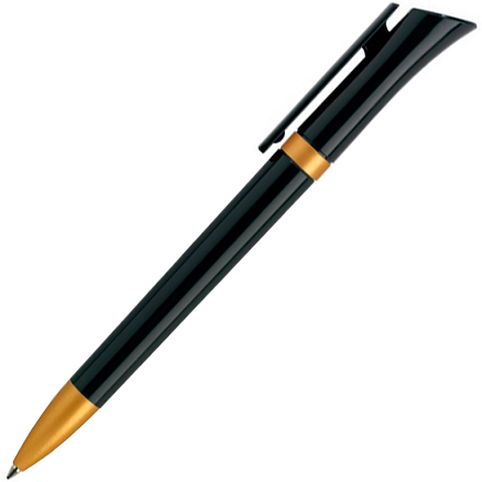 Ручка шариковая, пластиковая, черная/золотистая, GALAXY