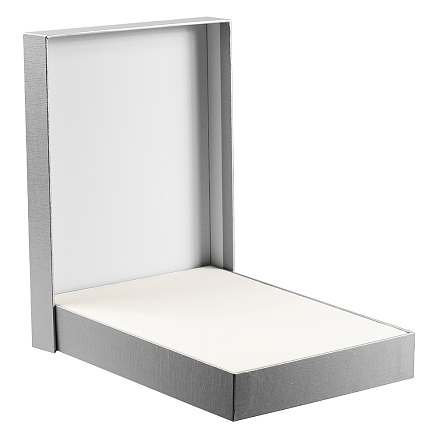 Коробка подарочная, размер 24*17,5*3 см, Solution Superior Linen, серебристая, бежевый ложемент под индивидуальную вырубку