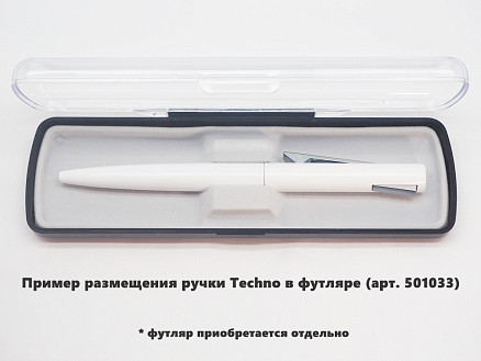 Ручка шариковая, пластиковая, металлическая, белая/серебристая, Techno Requis