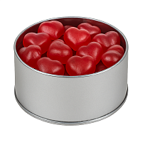 Набор желатиновых конфет  Красные сердца  180 гр,  в круглой жестяной банке