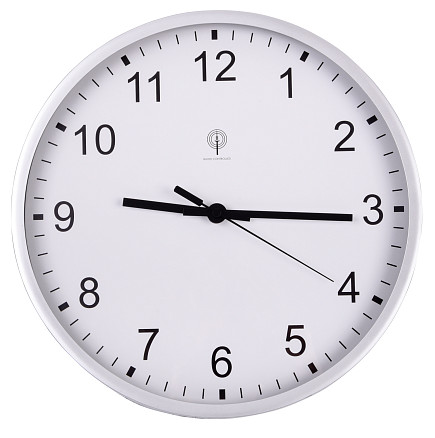 Часы настенные радиоуправляемые URANUS, серебро, белый