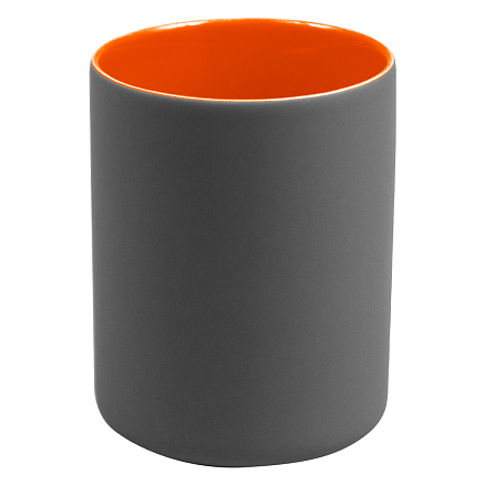 Кружка фарфоровая Casa Grande Magnolia Color Matt, матовая,  серо-оранжевая, 350 мл
