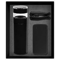 Набор подарочный Solution Prestige Trio (внешний аккумулятор, мультитул, термос), черный