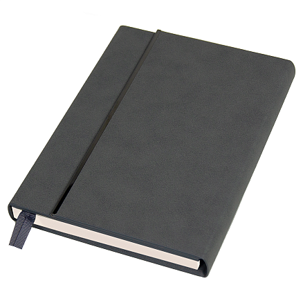 Ежедневник Alfa Bird line Nuba, темно-серый,  недатированный, в твердой обложке с магнитным клапаном и металлическим элементом, с тисненными линиями