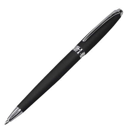 Ручка шариковая софт тач Petra металлическая, черная/серебристая