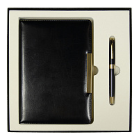 Набор подарочный Solution Duo (ежедневник City Moderna Pristine, ручка Gamma) черный с золотом