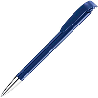 Ручка шариковая, автоматическая, пластиковая, металлическая, темно-синяя/серебристая, Jona