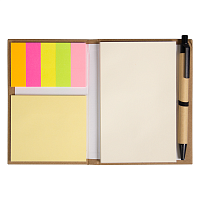 Блокнот А6  Stick and go с ручкой и набором стикеров в твердом переплете,  размер 11*14,5*1 см, крафт