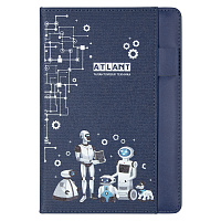 Ежедневник Smart Combi Sand Print Sample Atlant А5, темно-синий, недатированный, в твердой обложке с поролоном