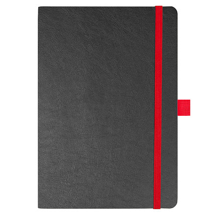 Блокнот Flexy Forest Urban Soft leather  А5, недатированный, с резинкой и петлей для ручки, в гибкой обложке, черно-красный