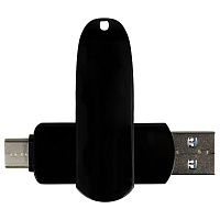 Флеш накопитель  USB 3.0 + TYPE C Cupertino, металл, черный матовый, 32 GB