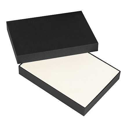 Коробка подарочная, размер 24*17,5*3 см, Solution Superior Linen, черная, бежевый ложемент под индивидуальную вырубку