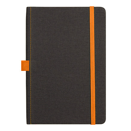 Блокнот Forest  Alfa Orion Rosewood А5, недатированный, в твердой обложке, темно-серый с оранжевой резинкой и петлей для ручки